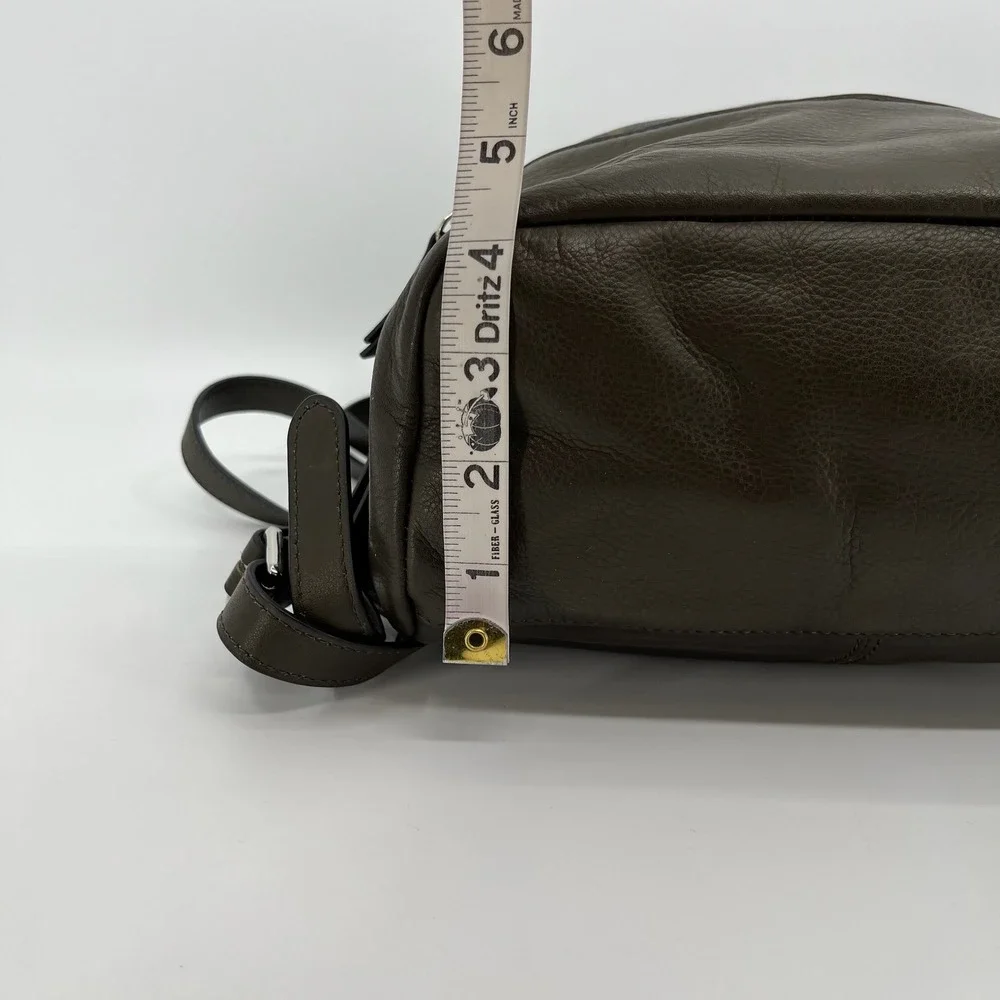 Margot Backpack Purse Leather Camo Olive Green Double Zip Casual Travel Bag